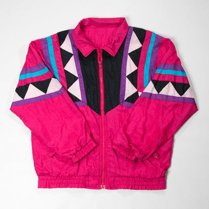 Women's Vintage Multi-Colored Windbreaker Zipper Jacket
