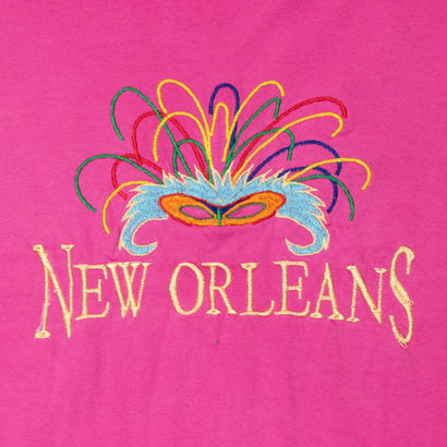 Unisex New Orleans Mardi Gras Embroidered Pink T-Shirt