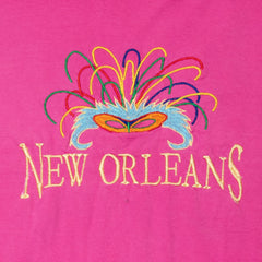 Unisex New Orleans Mardi Gras Embroidered Pink T-Shirt