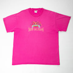 Unisex New Orleans Mardi Gras Embroidered Pink T-Shirt