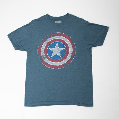 Men's Captain America Shield Retro Blue T-Shirt