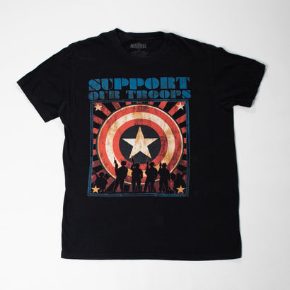 Men's Captain America Support Our Troops Black T-Shirt