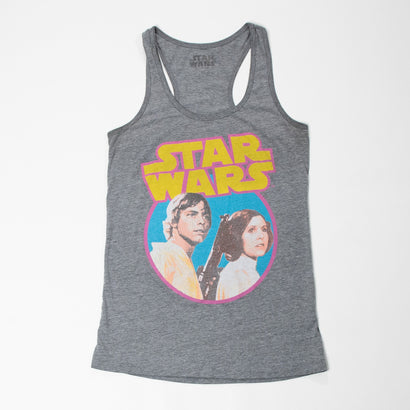 Women's Star Wars Luke and Princess Leia Gray Tank Top