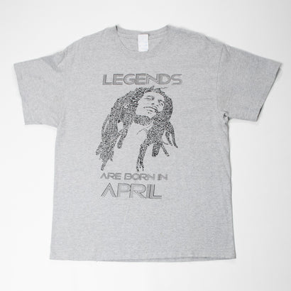 Men's Bob Marley Legends Are Born In April Gray T-Shirt