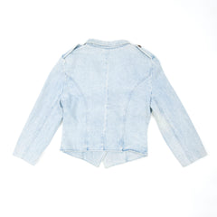 Women's Vintage Military Style Button Blue Denim Jacket