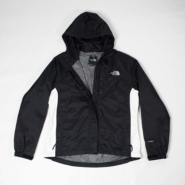 Women's North Face HyVent Black & White Waterproof Hooded Zipper Jacket