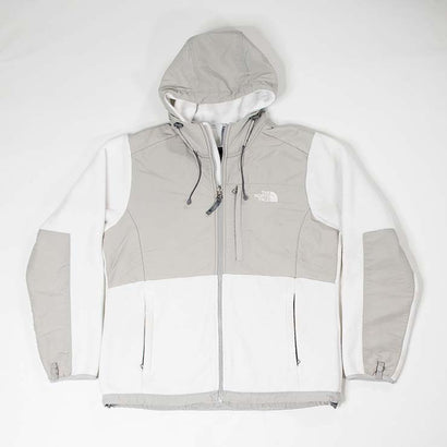 Women's North Face Denali 2 Gray & White Fleece Hooded Zipper Jacket