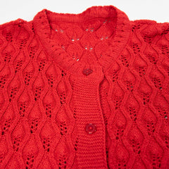 Women's Holiday Grandma's Style Handmade Red Button Sweater