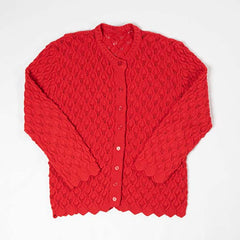 Women's Holiday Grandma's Style Handmade Red Button Sweater