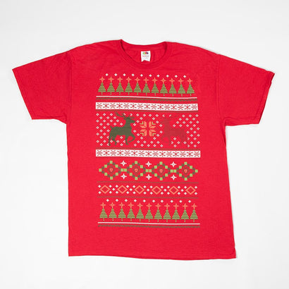 Unisex Ugly Sweater Reindeer Holiday Red T-Shirt