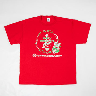 Men's Speaking Rock Casino Happy Holidays Red T-Shirt