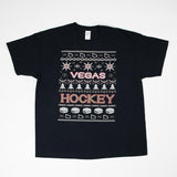 Unisex Ugly Sweater Vegas Hockey Holiday Black T-Shirt