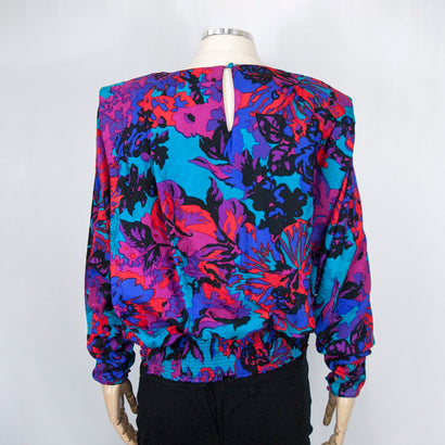 Women's Vintage 80's Multi-Colored Long Sleeve Top