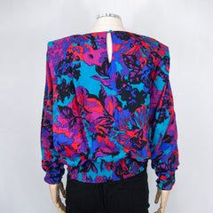 Women's Vintage 80's Multi-Colored Long Sleeve Top